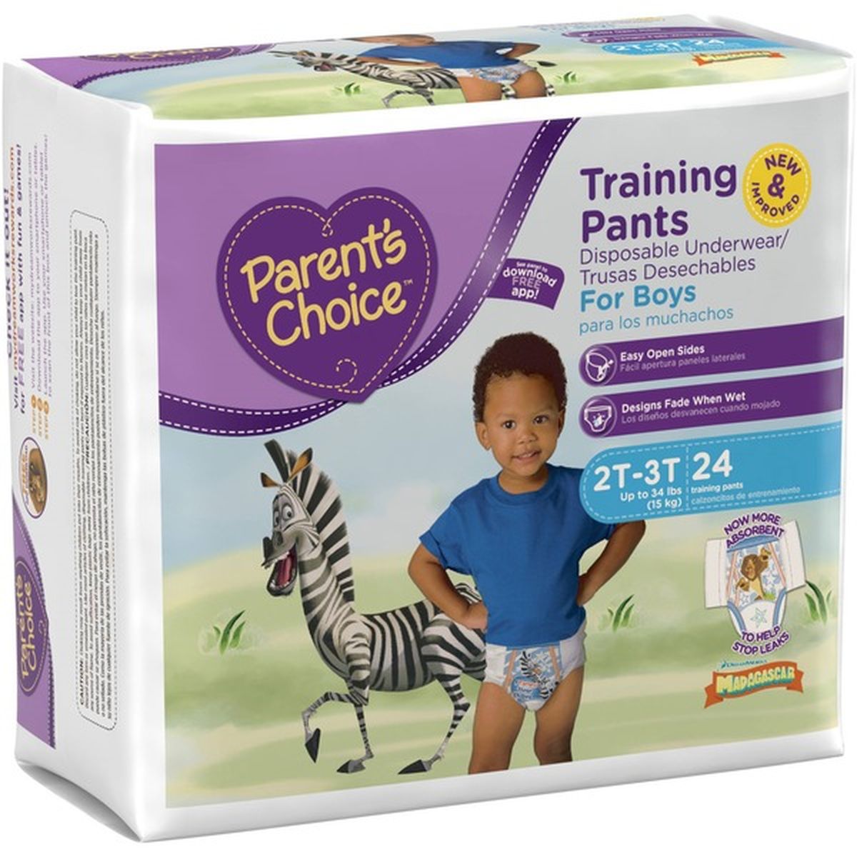 Parents choice training pants with character print